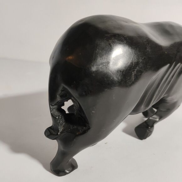 Hand Carved Solid Wood Rhino Sculpture Wildlife Small Figure animal 9” - Picture 10 of 16